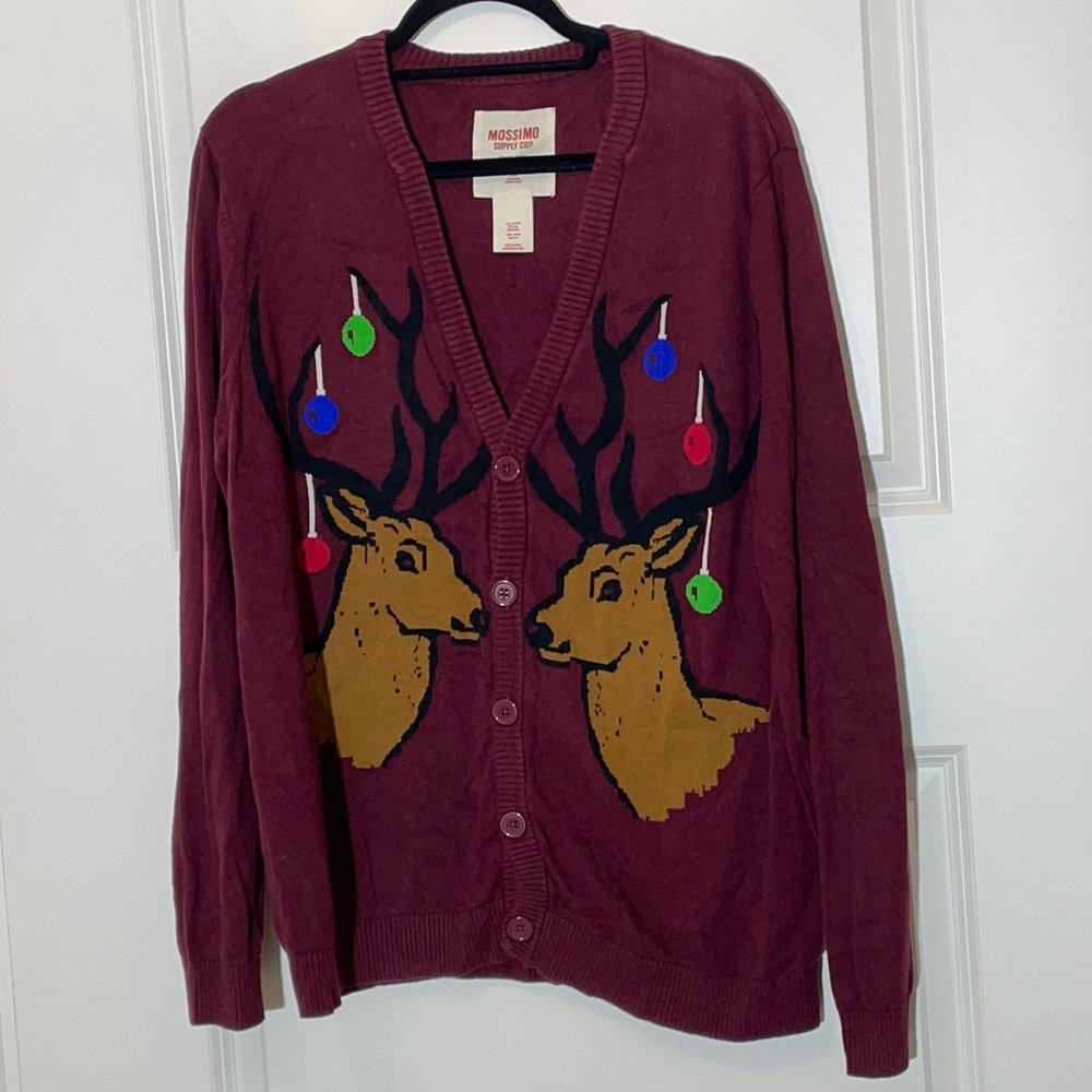 Reindeer Antler Ornaments Grandpa Cardigan Large Christmas